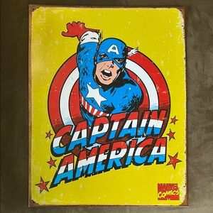 Marvel Comics Vintage Yellow Metal Sign